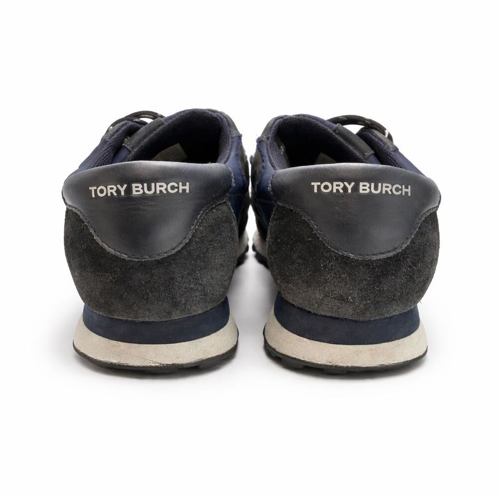 Tory Burch Vintage Nylon Runner Sneakers 6.5 Blue Suede Trim - Picture 3 of 5